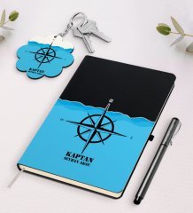 Kişiye Özel Kaptan Siyah Defter Kalem Ve Anahtarlık Hediye Seti-10