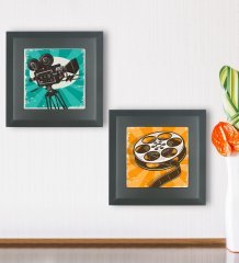 BK Gift 2’li Retro Tasarımlı Ahşap Çerçeveli Taş Duvar Dekoru-59