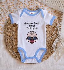 BK Kids Kişiye Özel Mavi Bebek Body Zıbın - Model 103
