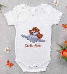 BK Kids Kişiye Özel Fotoğraflı Bebek Yastık ve Bebek Body Zıbın Hediye Seti - Model 37