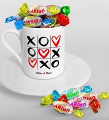 Kişiye Özel Sevgililer Günü Türk Kahvesi Fincanı ve Haribo Şeker Hediye Seti-65