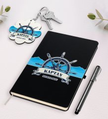 Kişiye Özel Kaptan Siyah Defter Kalem Ve Anahtarlık Hediye Seti-9