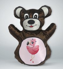 BK Gift Flamingo Tasarımlı Kahverengi Ayıcık Yastık-3