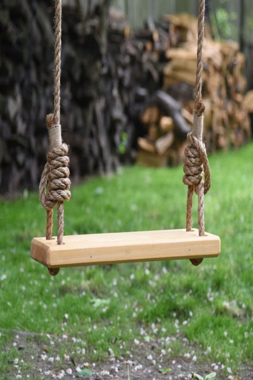 BK Home Doğal Ahşap Salıncak Ev Bahçe Büyük Salıncak 50 cm