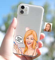 Kişiye Özel Bayan Kolay Yetişmiyor Karikatürlü iPhone 11 İnce Şeffaf Silikon Telefon Kapağı-7