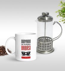 Kişiye Özel Dünyanın En Yakışıklı Babası Tasarımlı Kupa & French Press Seti-2