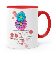 Kişiye Özel Kadınlar Günü Temalı Kırmızı Kupa Bardak - 9