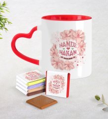 Kişiye Özel Sevgililer Günü Kırmızı Kalpli Kupa ve Çikolata Seti-8