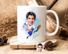 Bk Gift Kişiye Özel Amerikan Futbolcusu Karikatürlü Beyaz Kupa Bardak-10, Sevgiliye Hediye, Arkadaşa Hediye