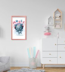 BK Home Sevimli Kedi Tasarımlı Dekoratif Pembe Ahşap Çerçeveli Çocuk Odası Tablo-5