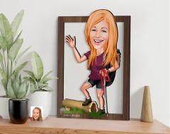 BK Gift Kişiye Özel Kadın Gezgin Karikatürlü 3D Ahşap Tablo-1, Sevgiliye Hediye, Arkadaşa Hediye, Doğum Günü Hediyesi