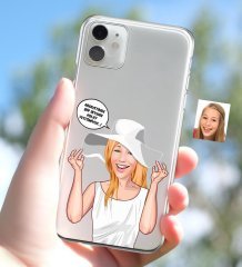Kişiye Özel Bayan Kolay Yetişmiyor Karikatürlü iPhone 11 İnce Şeffaf Silikon Telefon Kapağı-6