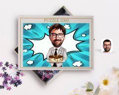 Kişiye Özel Erkek Doğum Günü Karikatürlü 1000 Parça Profesyonel Puzzle-4