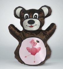 BK Gift Flamingo Tasarımlı Kahverengi Ayıcık Yastık-1