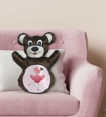 BK Gift Flamingo Tasarımlı Kahverengi Ayıcık Yastık-1
