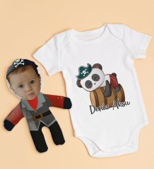 BK Kids Kişiye Özel Fotoğraflı Bebek Yastık ve Bebek Body Zıbın Hediye Seti - Model 34