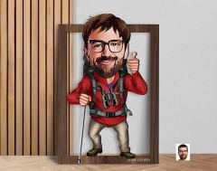 BK Gift Kişiye Özel Erkek Gezgin Karikatürlü 3D Ahşap Tablo-1, Sevgiliye Hediye, Arkadaşa Hediye, Doğum Günü Hediyesi