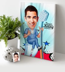 Kişiye Özel Bay Diş Hekimi Karikatür Kanvas Tablo (30 x 50 cm.) 2