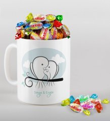 Kişiye Özel Sevgililer Günü Beyaz Kupa ve Haribo Şeker Hediye Seti-36