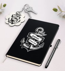 Kişiye Özel Kaptan Siyah Defter Kalem Ve Anahtarlık Hediye Seti-6