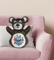 BK Gift Baykuş Tasarımlı Kahverengi Ayıcık Yastık-1