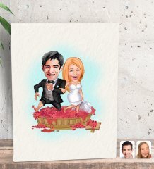 Kişiye Özel Evleniyoruz Karikatürlü Dekoratif Mini Kanvas Tablo 15x20cm-10