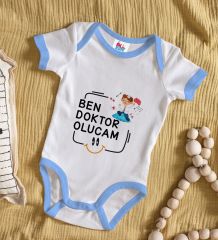 BK Kids Doktor Olucam Tasarımlı Mavi Bebek Body Zıbın-1