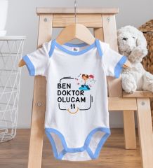 BK Kids Doktor Olucam Tasarımlı Mavi Bebek Body Zıbın-1