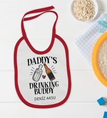 BK Kids Kişiye Özel Drinking Buddy Tasarımlı Kırmızı Bebek Mama Önlüğü-2