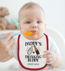 BK Kids Kişiye Özel Drinking Buddy Tasarımlı Kırmızı Bebek Mama Önlüğü-2