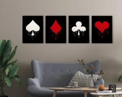 BK Home İskambil Tasarımlı 4'lü Kanvas Tablo 50x70cm-4
