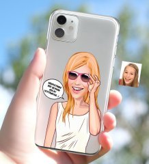 Kişiye Özel Bayan Kolay Yetişmiyor Karikatürlü iPhone 11 İnce Şeffaf Silikon Telefon Kapağı-4