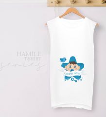 BK Gift Coming Soon Tasarımlı Beyaz Sıfır Kol Hamile Tişört-1, Hamile Giyim, Eşe Hediye