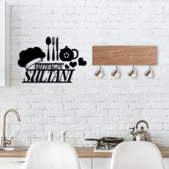 BK Home Doğal Ahşap Dekoratif Fincan Askılığı ve Mutfak Duvar Süsü-8