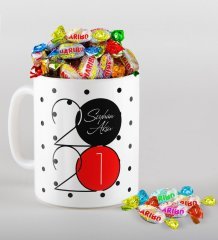 BK Gift Kişiye Özel 2023 Mutlu Yıllar Beyaz Kupa ve Haribo Şeker Hediye Seti-15