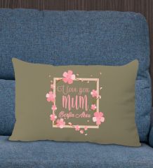 BK Gift Kişiye Özel İsimli Anneler Günü Tasarımlı Premium Kumaş Haki Dikdörtgen Kırlent Yastık, Anneler Günü Hediyesi, Ev Dekorasyonu-7