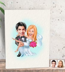 Kişiye Özel Evleniyoruz Karikatürlü Dekoratif Mini Kanvas Tablo 15x20cm-9
