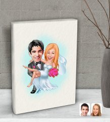Kişiye Özel Evleniyoruz Karikatürlü Dekoratif Mini Kanvas Tablo 15x20cm-9