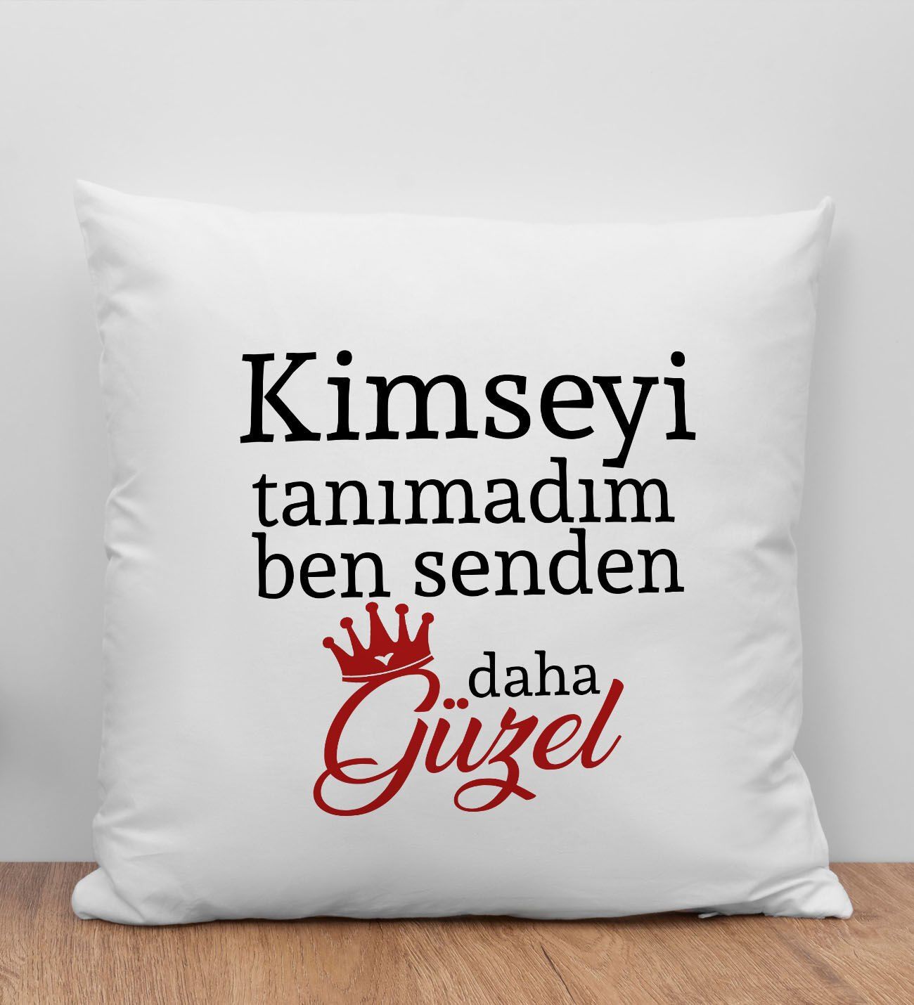 BK Gift Kimseyi Tanımadım Ben Tasarımlı Beyaz Kırlent Yastık, Arkadaşa Hediye, Ev Dekorasyonu, Ev Hediyesi-4