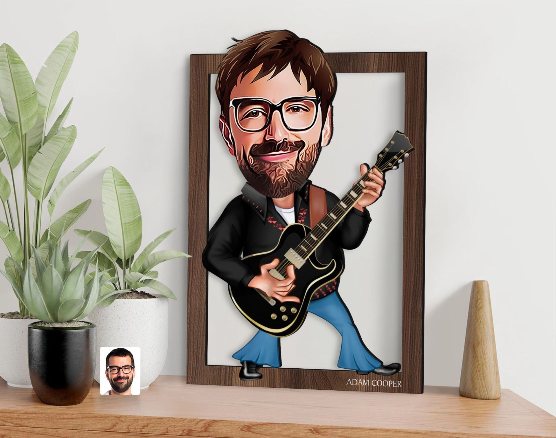 BK Gift Kişiye Özel Erkek Rock and Roll Karikatürlü 3D Ahşap Tablo-1, Sevgiliye Hediye, Arkadaşa Hediye, Doğum Günü Hediyesi