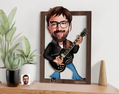 BK Gift Kişiye Özel Erkek Rock and Roll Karikatürlü 3D Ahşap Tablo-1, Sevgiliye Hediye, Arkadaşa Hediye, Doğum Günü Hediyesi