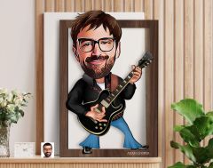 BK Gift Kişiye Özel Erkek Rock and Roll Karikatürlü 3D Ahşap Tablo-1, Sevgiliye Hediye, Arkadaşa Hediye, Doğum Günü Hediyesi