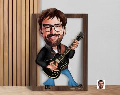BK Gift Kişiye Özel Erkek Rock and Roll Karikatürlü 3D Ahşap Tablo-1, Sevgiliye Hediye, Arkadaşa Hediye, Doğum Günü Hediyesi