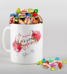 Kişiye Özel Benim Güzel Annem Tasarımlı Beyaz Kupa ve Haribo Şeker Hediye Seti-1