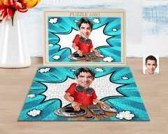 Kişiye Özel Erkek DJ Karikatürlü 1000 Parça Profesyonel Puzzle-1