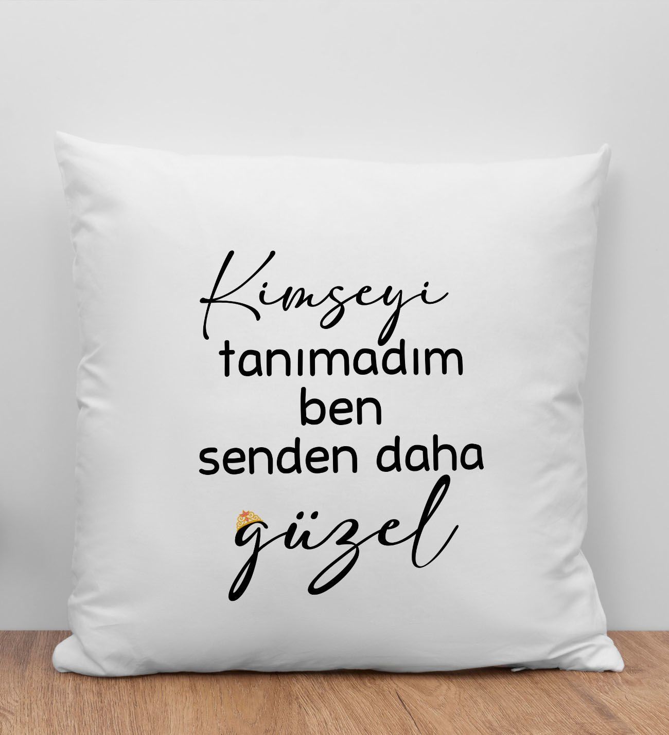 BK Gift Kimseyi Tanımadım Ben Tasarımlı Beyaz Kırlent Yastık, Arkadaşa Hediye, Ev Dekorasyonu, Ev Hediyesi-3