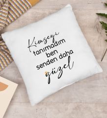 BK Gift Kimseyi Tanımadım Ben Tasarımlı Beyaz Kırlent Yastık, Arkadaşa Hediye, Ev Dekorasyonu, Ev Hediyesi-3