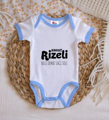 BK Kids Dikkat Rizeli Tasarımlı Mavi Bebek Body Zıbın-1