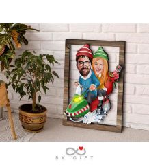 BK Gift Kişiye Özel Yeni Yıl Sevgililer Karikatürlü 3D Ahşap Tablo-6