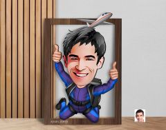 BK Gift Kişiye Özel Erkek Paraşüt Karikatürlü 3D Ahşap Tablo-1, Sevgiliye Hediye, Arkadaşa Hediye, Doğum Günü Hediyesi